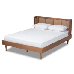 Kirkland's Home Beds & Headboards-Walnut Wrap Around Rattan Queen Bed Frame