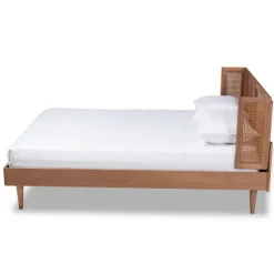 Kirkland's Home Beds & Headboards-Walnut Wrap Around Rattan Queen Bed Frame