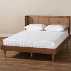 Kirkland's Home Beds & Headboards-Walnut Wrap Around Rattan Queen Bed Frame
