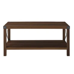 Kirkland's Home Coffee Tables-Walnut X-Frame Rustic Wood Coffee Table