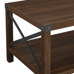 Kirkland's Home Coffee Tables-Walnut X-Frame Rustic Wood Coffee Table