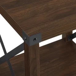 Kirkland's Home Accent & End Tables-Walnut X-Frame Rustic Wood Accent Table