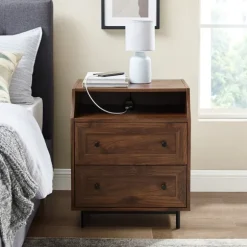 Kirkland's Home Nightstands-Warm Brown Curved Top Nightstand Table