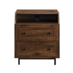 Kirkland's Home Nightstands-Warm Brown Curved Top Nightstand Table
