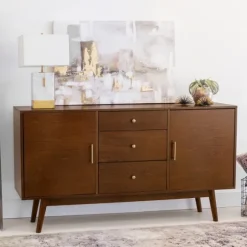Kirkland's Home Console Tables-Warm Brown Mid-Century Modern Storage Console