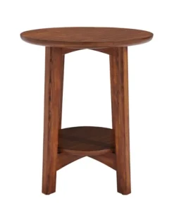 Kirkland's Home Accent & End Tables-Warm Chestnut Wood Round Accent Table