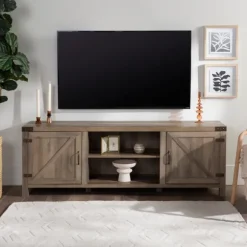 Kirkland's Home Tv Stands & Media Consoles-Wash Barn Door Tv Stand