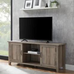 Kirkland's Home Tv Stands & Media Consoles-Wash Grooved Door Tv Stand