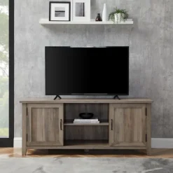 Kirkland's Home Tv Stands & Media Consoles-Wash Grooved Door Tv Stand