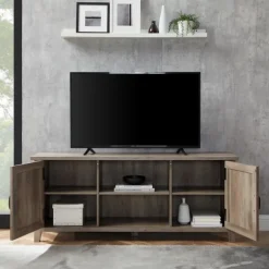 Kirkland's Home Tv Stands & Media Consoles-Wash Grooved Door Tv Stand