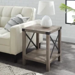 Kirkland's Home Accent & End Tables-Wash Industrial X-Frame Accent Table