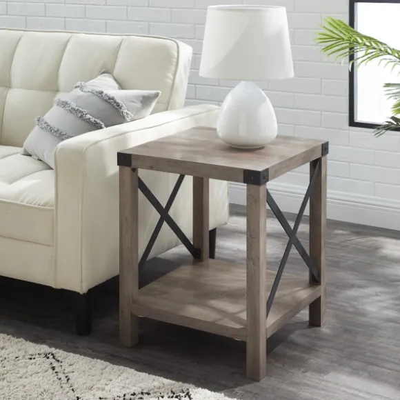 Kirkland's Home Accent & End Tables-Wash Industrial X-Frame Accent Table