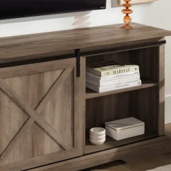 Kirkland's Home Tv Stands & Media Consoles-Wash Sliding Barn Door Tv Stand