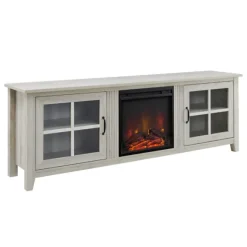 Kirkland's Home Tv Stands & Media Consoles-Wash Windowpane Fireplace Cabinet
