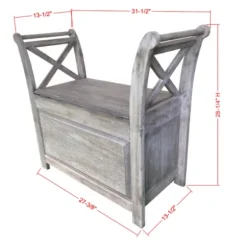 Kirkland's Home Benches & Ottomans-Washed Acacia Wood Storage Bench With Arms