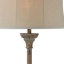 Kirkland's Home Floor Lamps-Washed Driftwood Floor Lamp With Tray Table