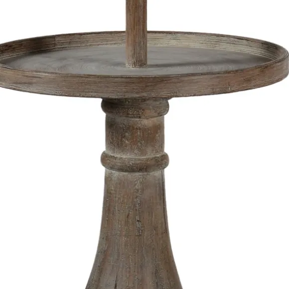 Kirkland's Home Floor Lamps-Washed Driftwood Floor Lamp With Tray Table