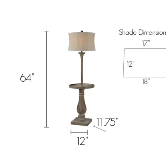 Kirkland's Home Floor Lamps-Washed Driftwood Floor Lamp With Tray Table