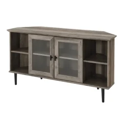 Kirkland's Home Tv Stands & Media Consoles-Washed Glass Door Corner Tv Stand