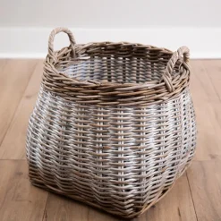Kirkland's Home Baskets & Boxes-Washed Melanie Round Belly Wicker Basket