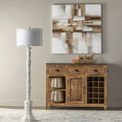 Kirkland's Home Floor Lamps-Washed Resin Encased Shade Floor Lamp
