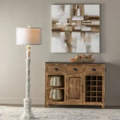 Kirkland's Home Floor Lamps-Washed Resin Encased Shade Floor Lamp