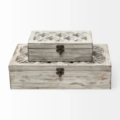 Kirkland's Home Baskets & Boxes-Washed Wood Boxes, Set Of 2