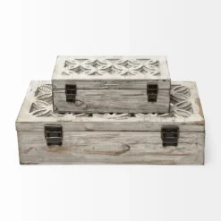 Kirkland's Home Baskets & Boxes-Washed Wood Boxes, Set Of 2