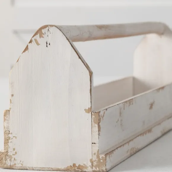 Kirkland's Home Decorative Trays-Washed Wooden Tray With Handle