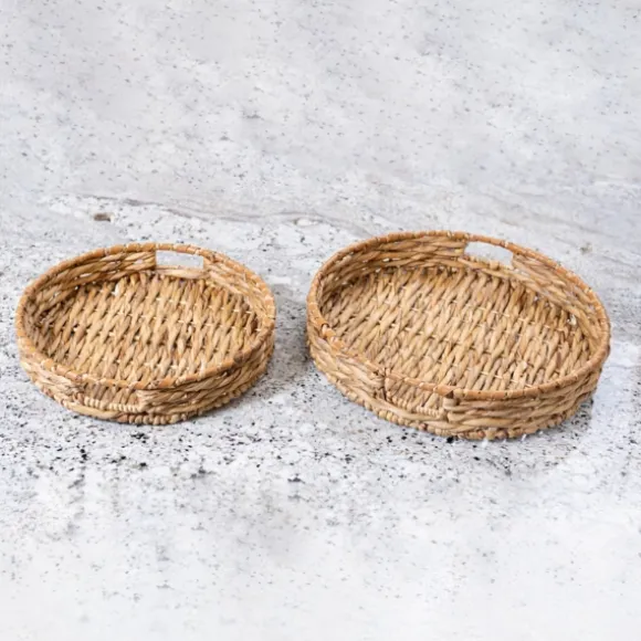 Kirkland's Home Decorative Trays-Water Hyacinth 2-Pc. Decorative Tray Set