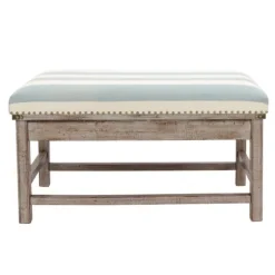 Kirkland's Home Benches & Ottomans-Weathered Blue And White Striped Bench