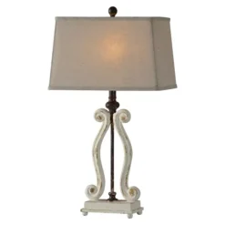 Kirkland's Home Table Lamps-Weathered Cream Harp Table Lamps, Set Of 2