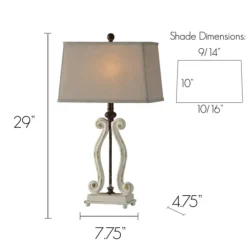 Kirkland's Home Table Lamps-Weathered Cream Harp Table Lamps, Set Of 2