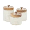 Kirkland's Home Decorative Bowls & Jars-Weathered Ivory Jars With Wooden Lids, Set Of 3