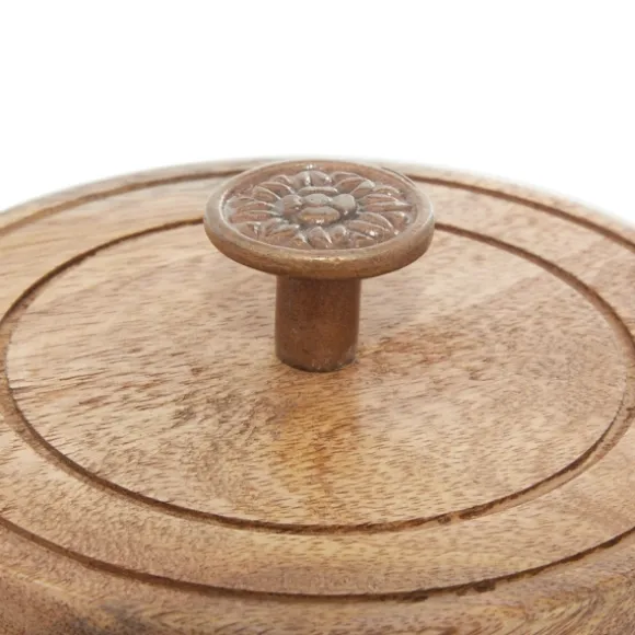 Kirkland's Home Decorative Bowls & Jars-Weathered Ivory Jars With Wooden Lids, Set Of 3