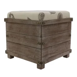 Kirkland's Home Benches & Ottomans-Weathered Square Seashell Storage Ottoman