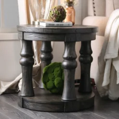 Kirkland's Home Accent & End Tables-Weathered Wood Open Column Accent Table