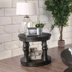 Kirkland's Home Accent & End Tables-Weathered Wood Open Column Accent Table