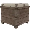 Kirkland's Home Benches & Ottomans-Weathered Wood Seashell Storage Ottoman