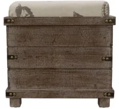 Kirkland's Home Benches & Ottomans-Weathered Wood Seashell Storage Ottoman
