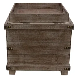 Kirkland's Home Benches & Ottomans-Weathered Wood Seashell Storage Ottoman