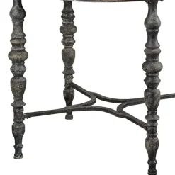 Kirkland's Home Accent & End Tables-Weathered Wood Top Rustic Metal Base Accent Table