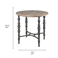 Kirkland's Home Accent & End Tables-Weathered Wood Top Rustic Metal Base Accent Table