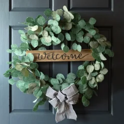 Kirkland's Home Wreaths-Welcome Bow Eucalyptus Wreath, 24 In.