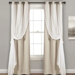 Kirkland's Home Curtains & Drapes-Wheat Curtain Panel Set With Overlay, 120 In.