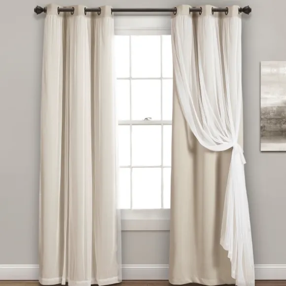 Kirkland's Home Curtains & Drapes-Wheat Curtain Panel Set With Overlay, 108 In.