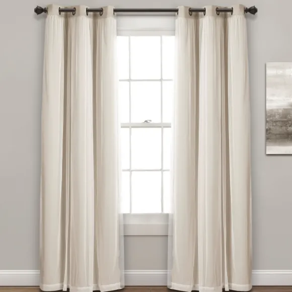 Kirkland's Home Curtains & Drapes-Wheat Curtain Panel Set With Overlay, 108 In.
