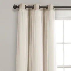 Kirkland's Home Curtains & Drapes-Wheat Curtain Panel Set With Overlay, 108 In.