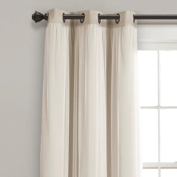 Kirkland's Home Curtains & Drapes-Wheat Curtain Panel Set With Overlay, 108 In.
