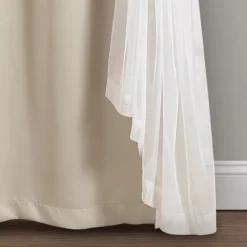 Kirkland's Home Curtains & Drapes-Wheat Curtain Panel Set With Overlay, 108 In.